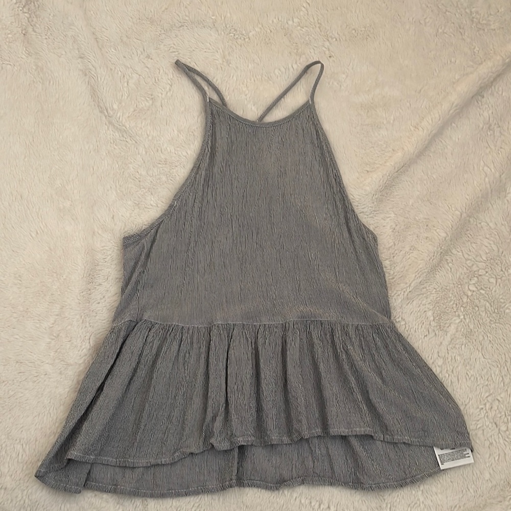 Volcom flowy white and blue striped tank top
